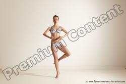 Swimsuit Gymnastic poses Woman White Moving poses Slim long brown Dynamic poses Academic